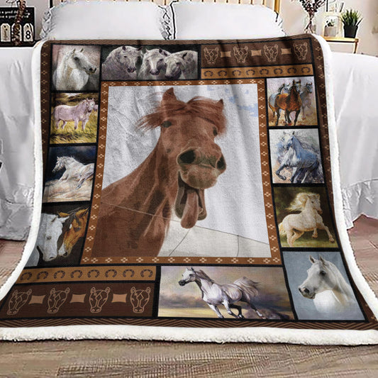 Horse DN1110101F Sherpa Fleece Blanket