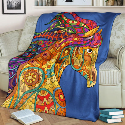 Horse DP190837F Sherpa Fleece Blanket