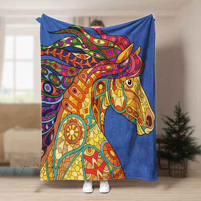 Horse DP190837F Sherpa Fleece Blanket