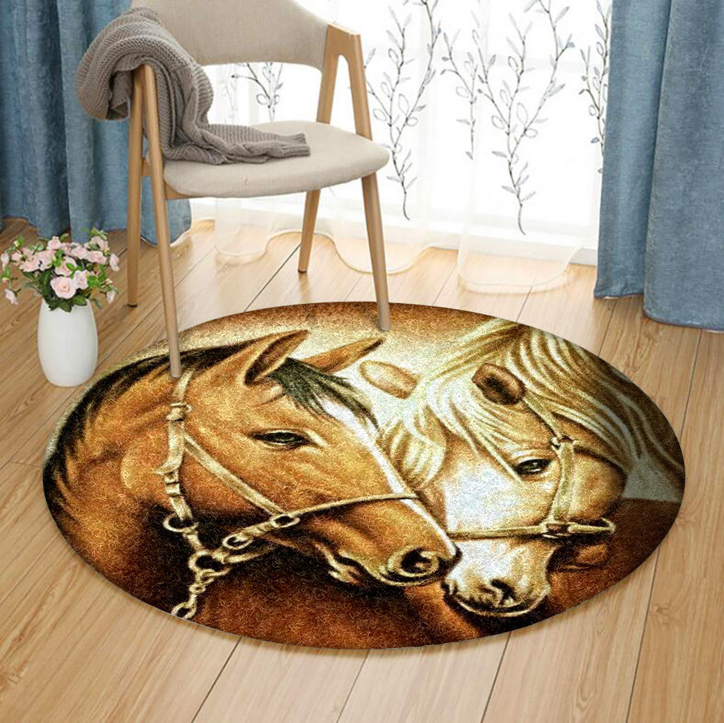 Horse HM090844 Round Area Rug – Charming Favor