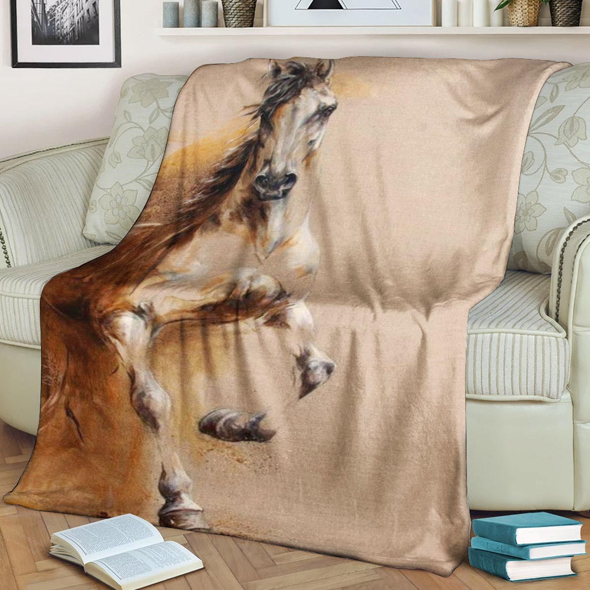 Horse HN290838F Sherpa Fleece Blanket
