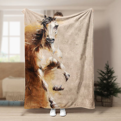Horse HN290838F Sherpa Fleece Blanket