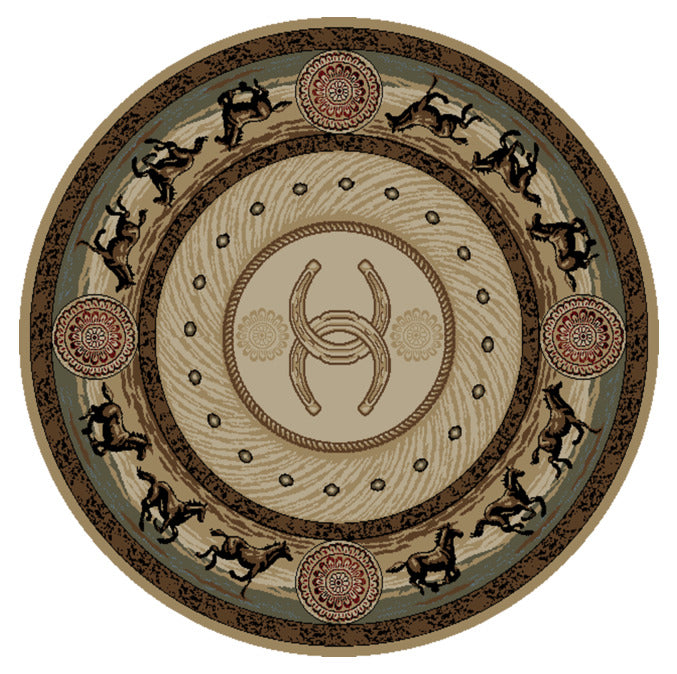 Horse Hosreshoe CLM1510055TM Round Area Rug