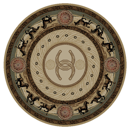 Horse Hosreshoe CLM1510055TM Round Area Rug