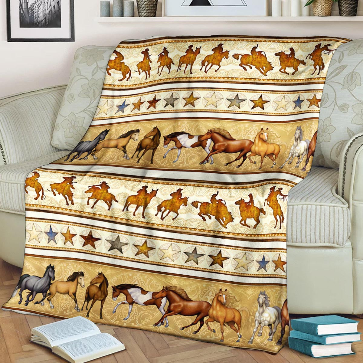 Horse ML300855F Sherpa Fleece Blanket