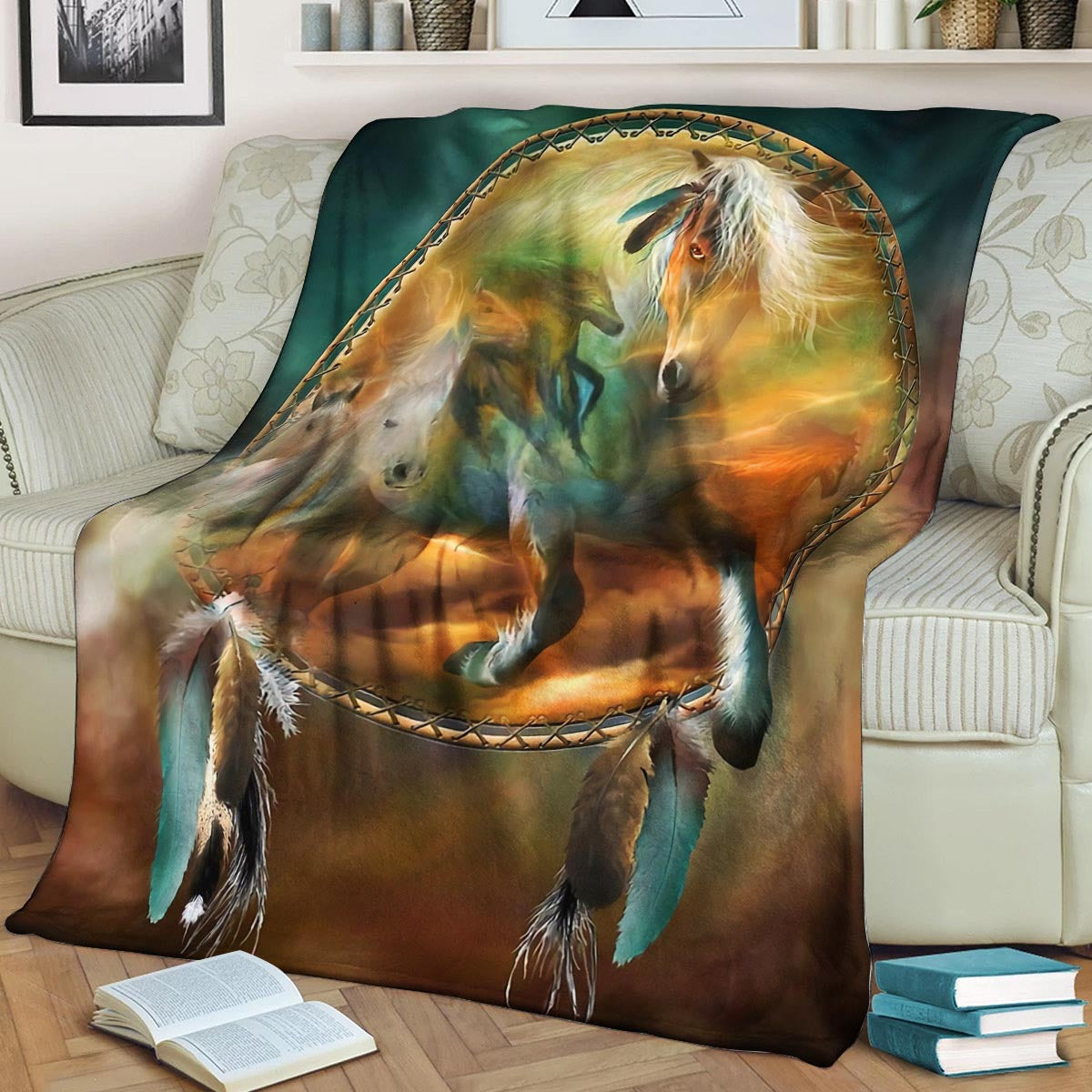 Horse Native American BT300857F Sherpa Fleece Blanket