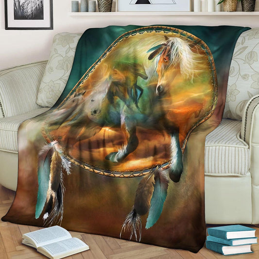 Horse Native American BT300857F Sherpa Fleece Blanket