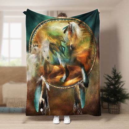 Horse Native American BT300857F Sherpa Fleece Blanket