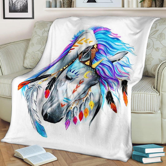 Horse Native CL1208139MD Sherpa Fleece Blanket