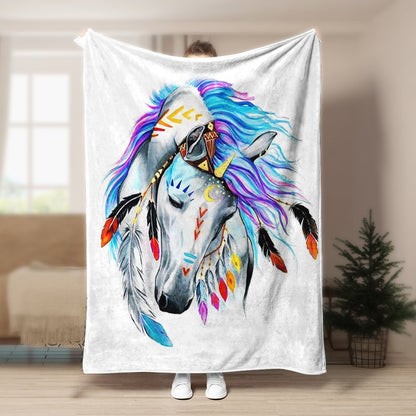 Horse Native CL1208139MD Sherpa Fleece Blanket