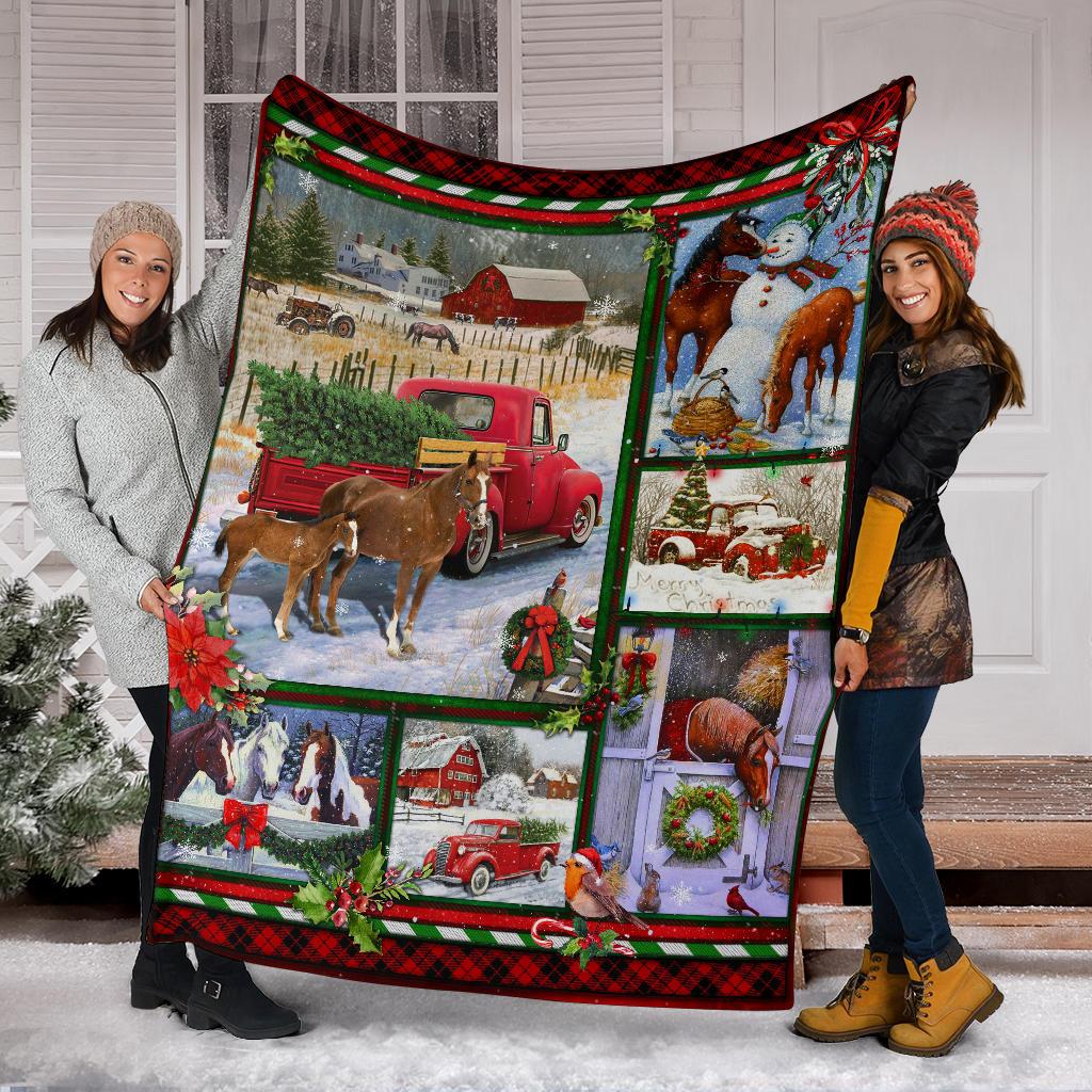 Horse Red Truck Christmas CLM3010311S Sherpa Fleece Blanket