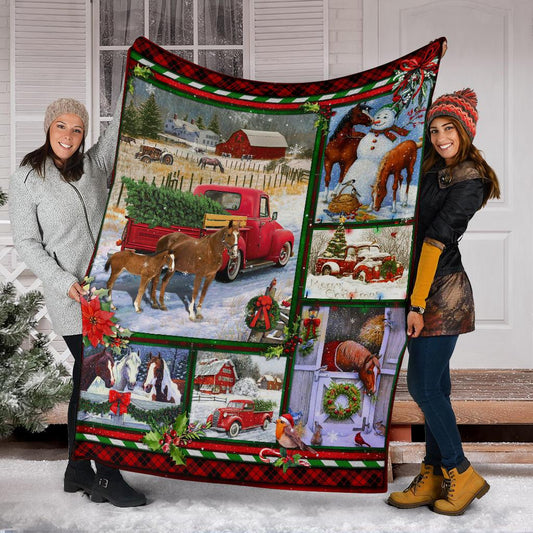 Horse Red Truck Christmas CLM3010311S Sherpa Fleece Blanket