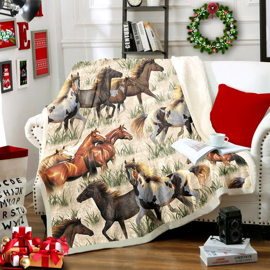 Horse TN2510081TT Sherpa Fleece Blanket