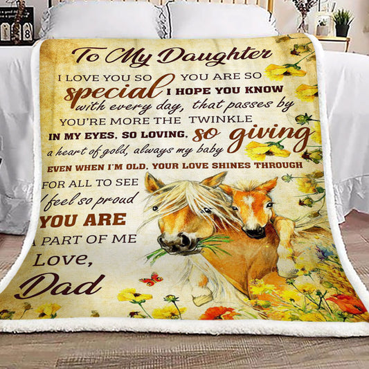 Horse To My Daughter Love Dad CL16110430MDF Sherpa Fleece Blanket