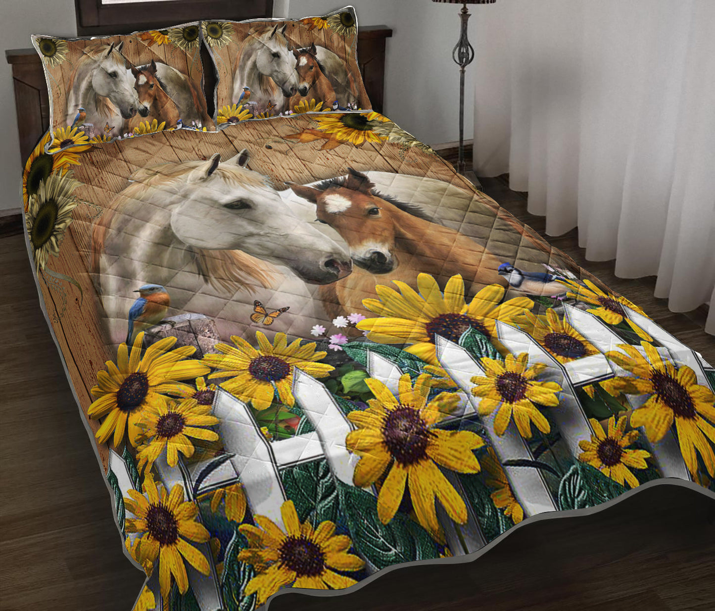 Horses Sunflower Quilt Bedding Sets TL200908