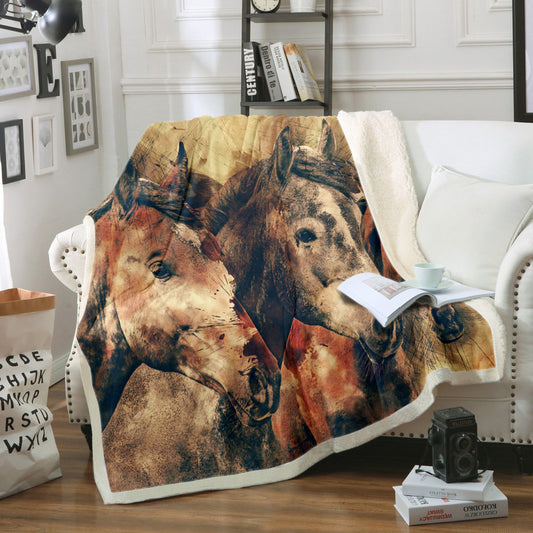 Horses AA1710084TT Sherpa Fleece Blanket
