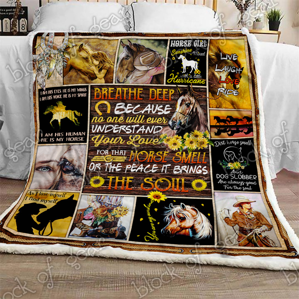 Horses CL190997MDF Sherpa Fleece Blanket