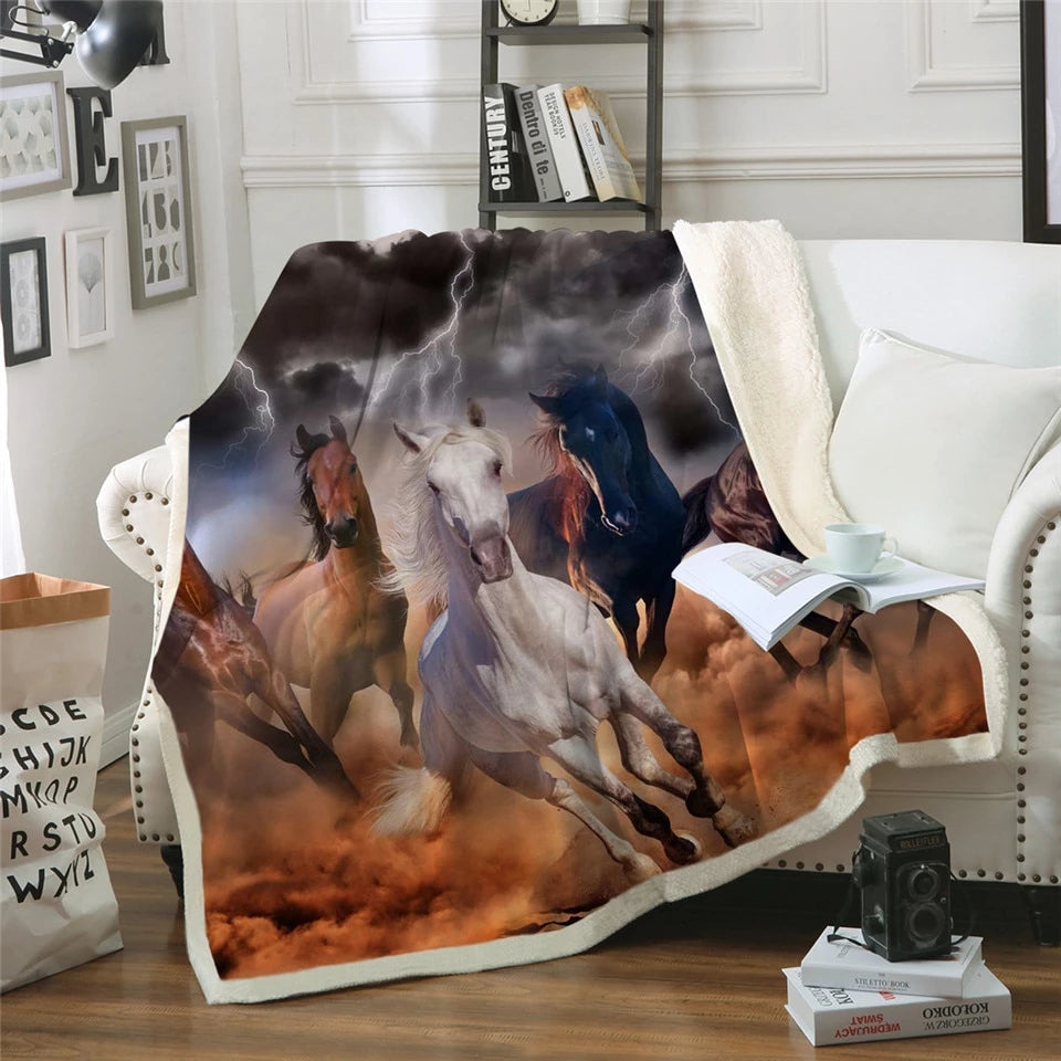 Horses CLH2210058F Sherpa Fleece Blanket