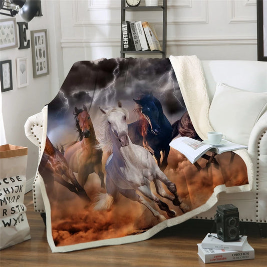 Horses CLH2210058F Sherpa Fleece Blanket