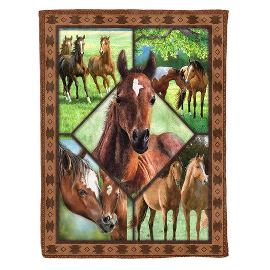 Horses CLM19120688S Sherpa Fleece Blanket