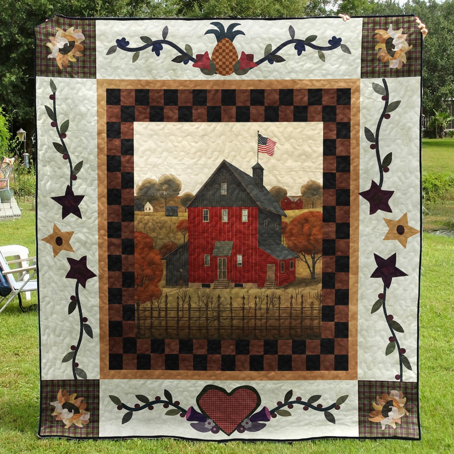 House On Willow Farm CLA2210289Q Art Quilt