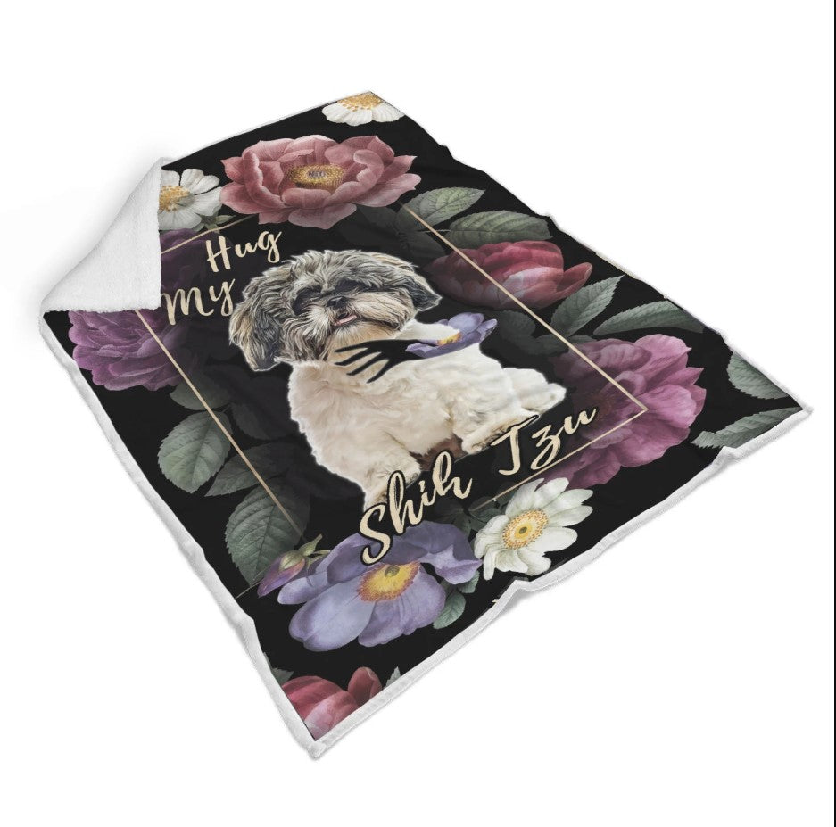 Hug My Shih Tzu CLA2011296F Sherpa Fleece Blanket