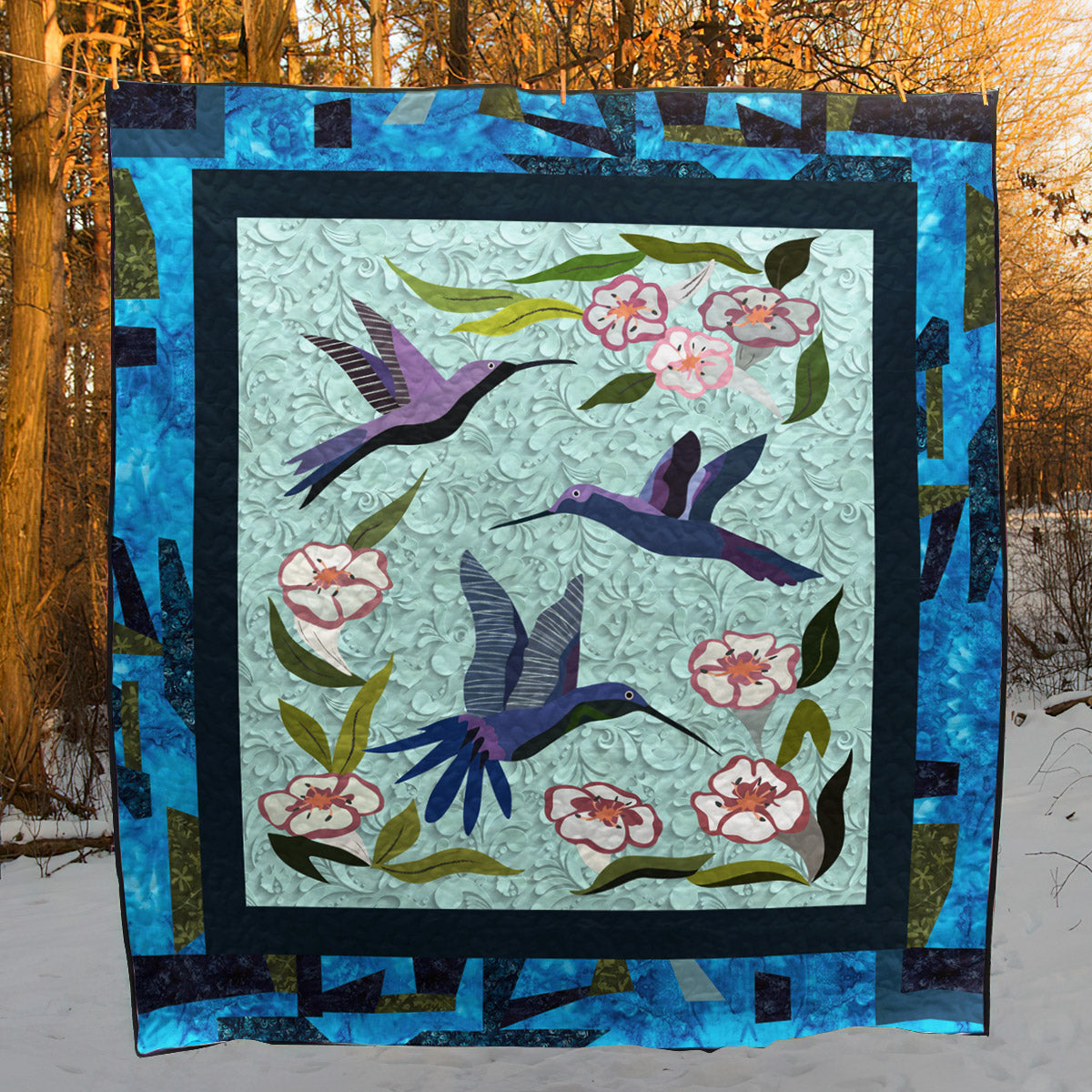 Hummingbird CLA1010334Q Quilt Blanket