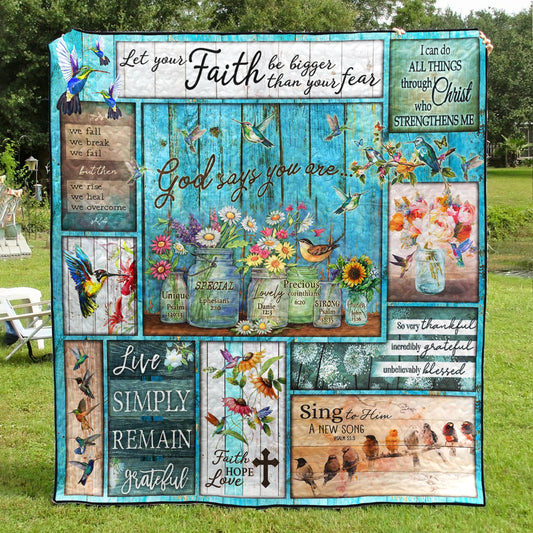 Hummingbird God Says You Are Quilt Blanket TL100612Y