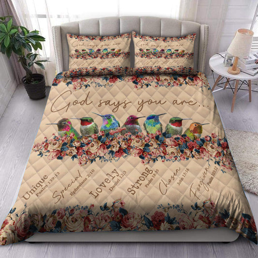 Hummingbird God Says You Are Quilt Bedding Set HM290906D