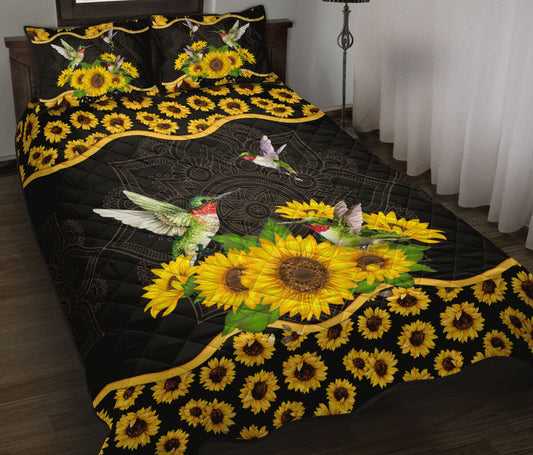 Hummingbird Sunflower Quilt Bedding Set CLH1409007