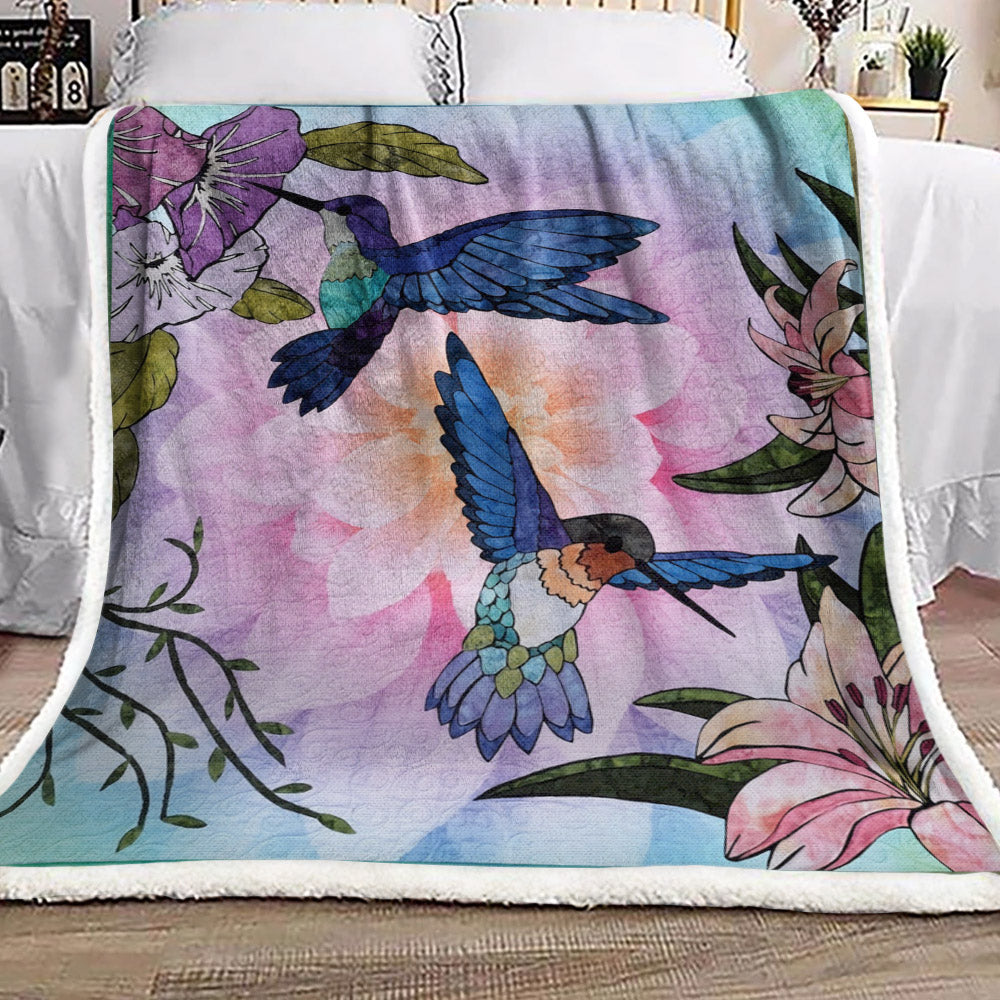 Hummingbird And Flower BT121079F Sherpa Fleece Blanket