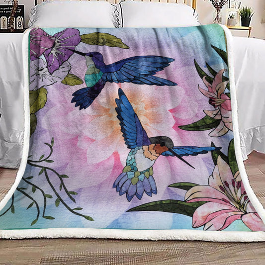 Hummingbird And Flower BT121079F Sherpa Fleece Blanket
