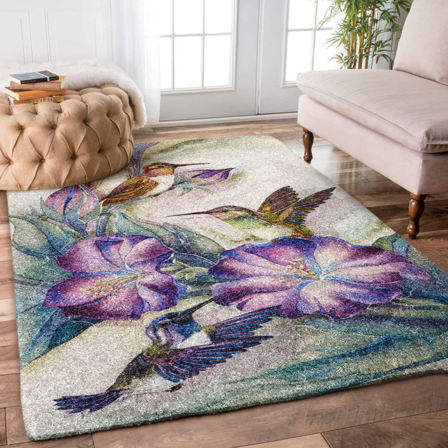 Hummingbird And Purple Flower DD0810121R Rug