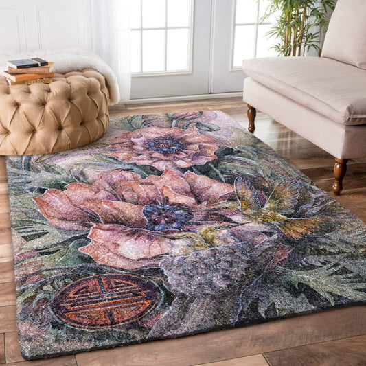 Hummingbird Family And Pink Flower DD0510168R Rug