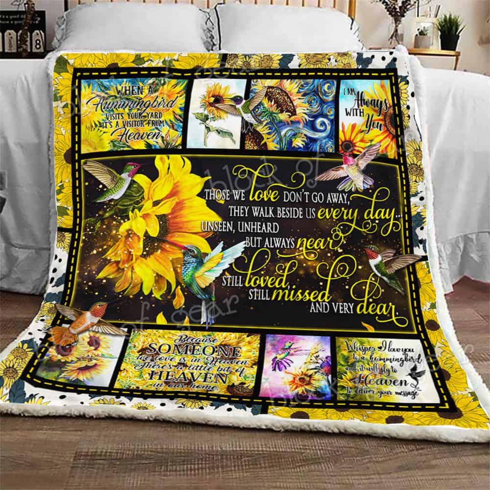 Hummingbird Sunflower CL22100049MDF Sherpa Fleece Blanket