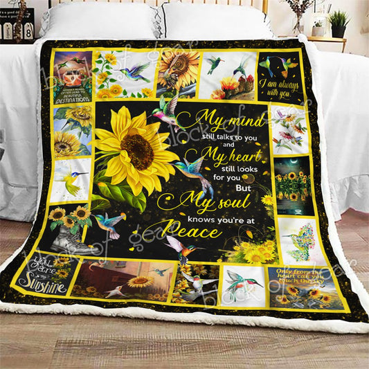 Hummingbirds And Sunflower CL280979MDF Sherpa Fleece Blanket