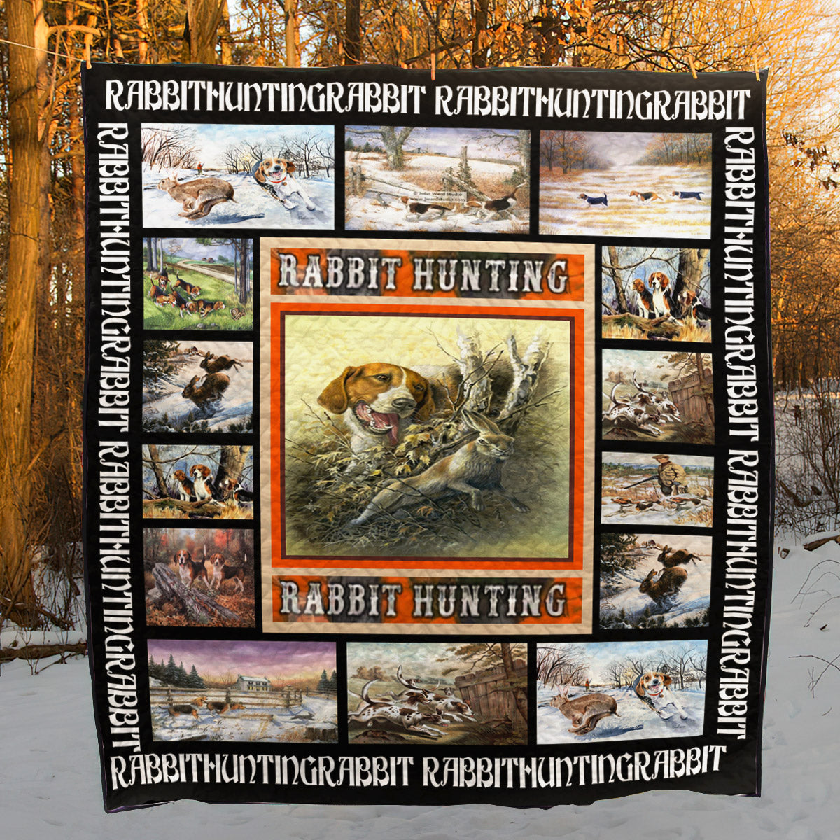 Hunting Rabbit Hunting Art CL16110230MDQ Quilt Blanket