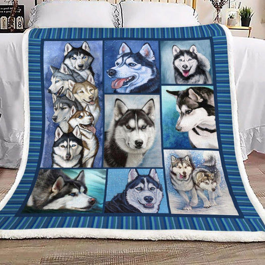 Husky Dog YH3110026F Sherpa Fleece Blanket