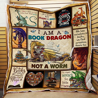 I Am A Book Dragon Quilt Blanket TM261006