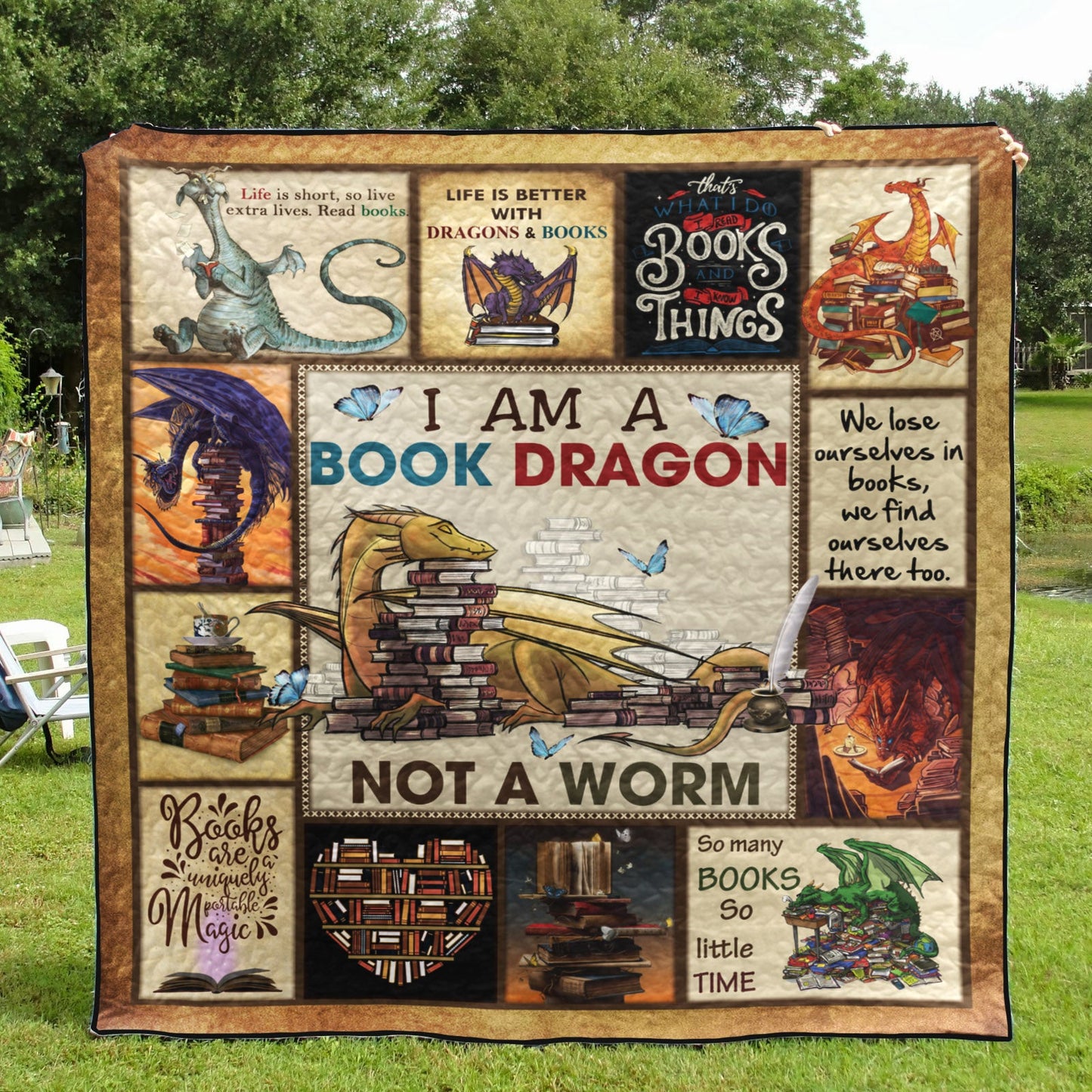 I Am A Book Dragon Quilt Blanket TM261006