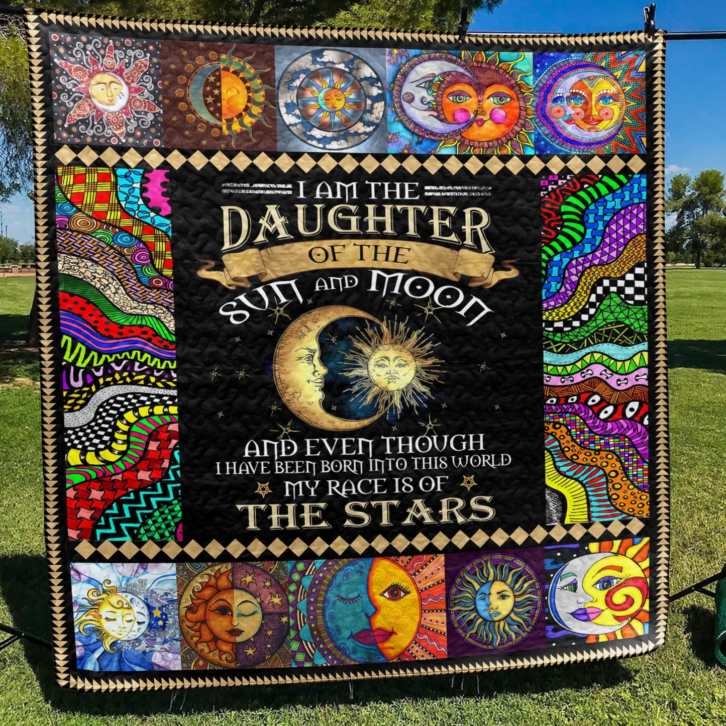 I Am A Daughter Of The Sun And Moon Hippie Quilt Blanket TL290602Y