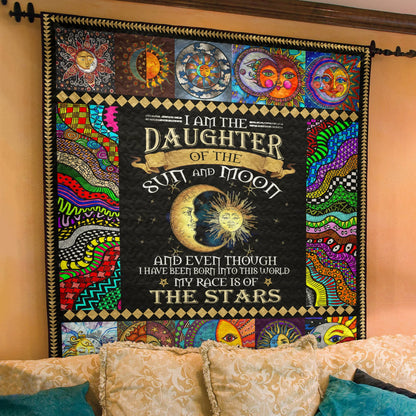 I Am A Daughter Of The Sun And Moon Hippie Quilt Blanket TL290602Y