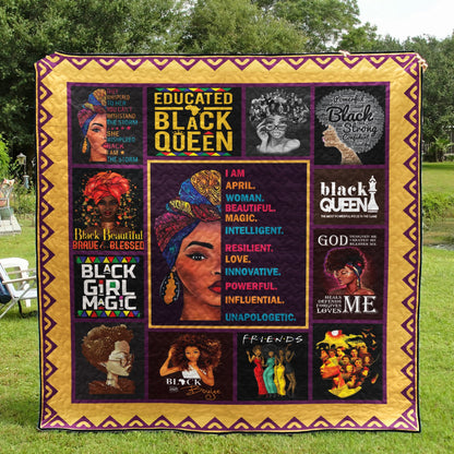 I Am April Woman Beautiful Magic Afro Girl CLA1712012Q Quilt Blanket