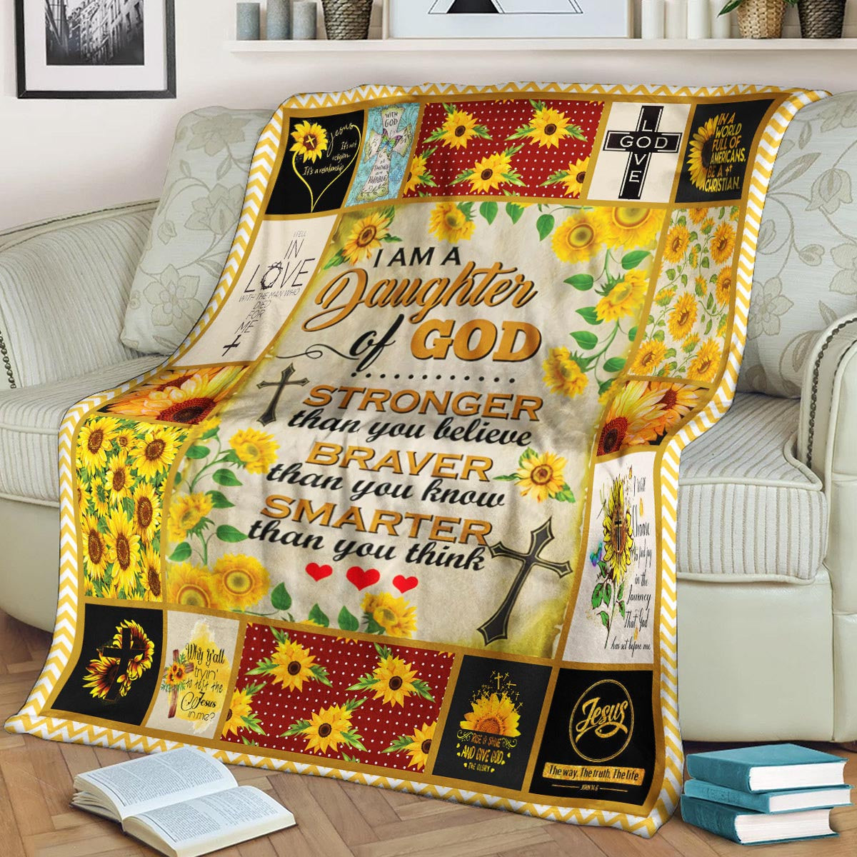 I Am A Daughter Of God Sunflower CL1909102MDF Sherpa Fleece Blanket