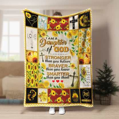 I Am A Daughter Of God Sunflower CL1909102MDF Sherpa Fleece Blanket