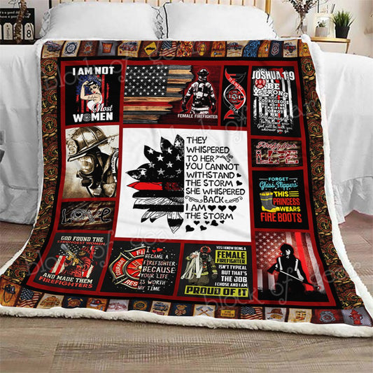 I Am The Storm Female Firefighter CL180944MDF Sherpa Fleece Blanket