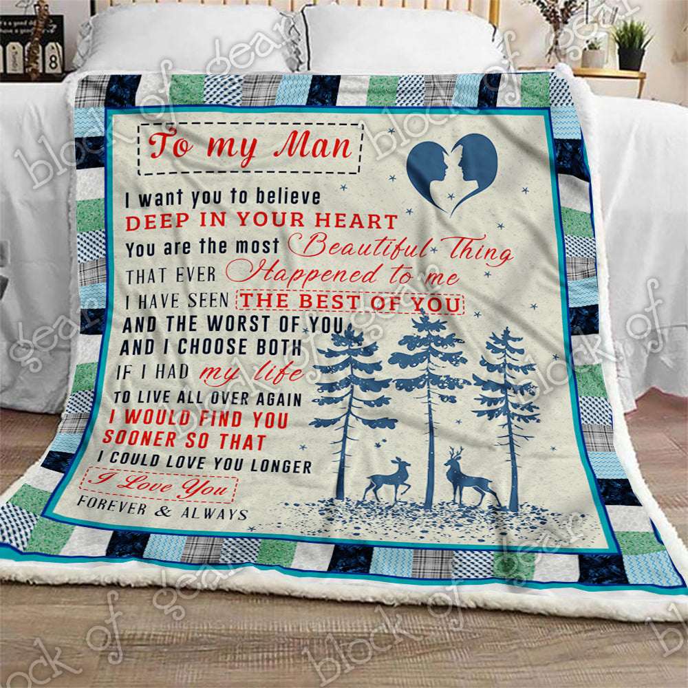 I Love You So Much My Man CL180948MDF Sherpa Fleece Blanket