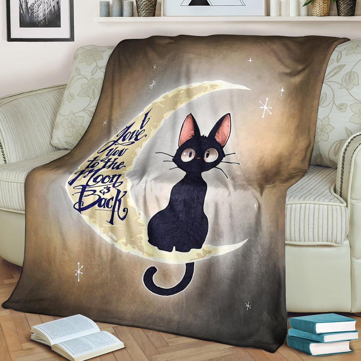 I Love You To The Moon And Back Cat BT080981F Sherpa Fleece Blanket