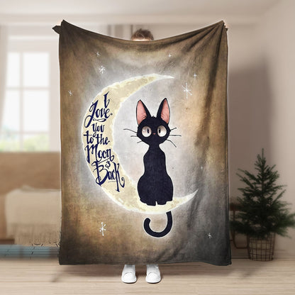 I Love You To The Moon And Back Cat BT080981F Sherpa Fleece Blanket