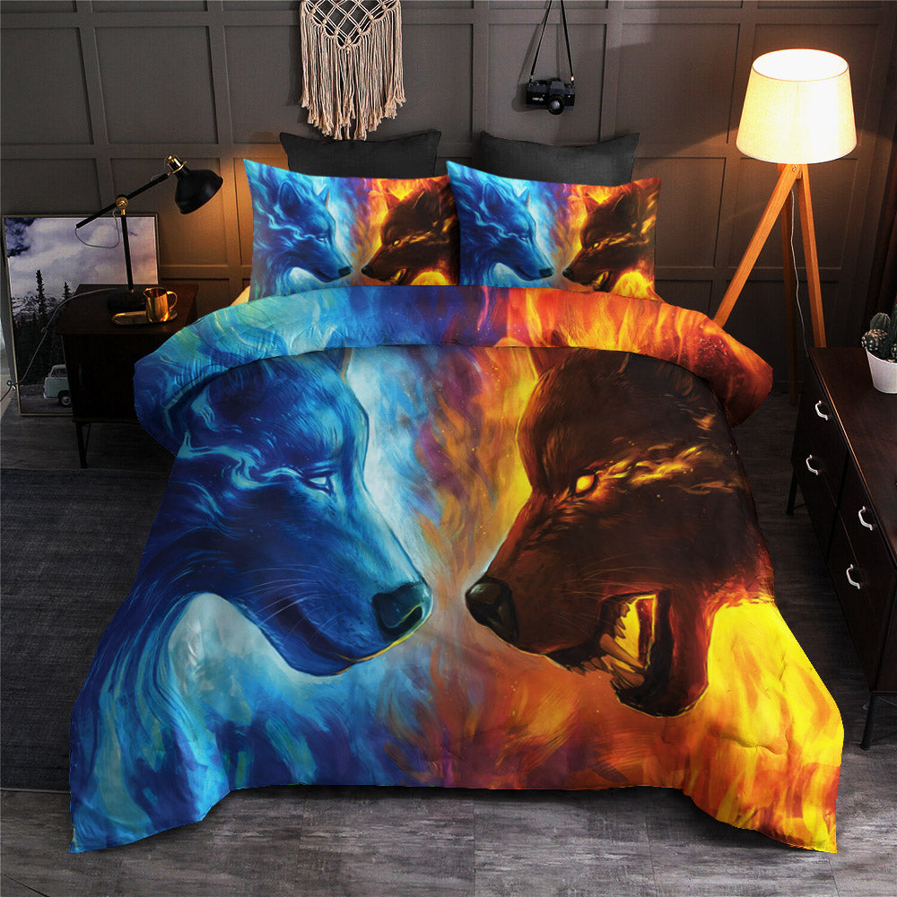 Ice Fire Wolf Native American CLA22100255B Bedding Sets